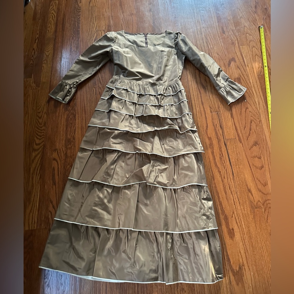 Ruffled Tiered Long Sleeve Gown